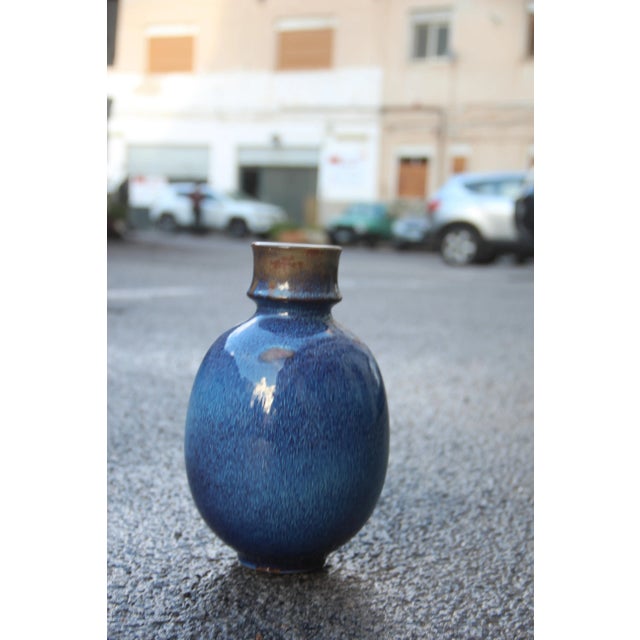 Round Blue Ceramic Vase from Ernestine, 1960s For Sale - Image 11 of 11