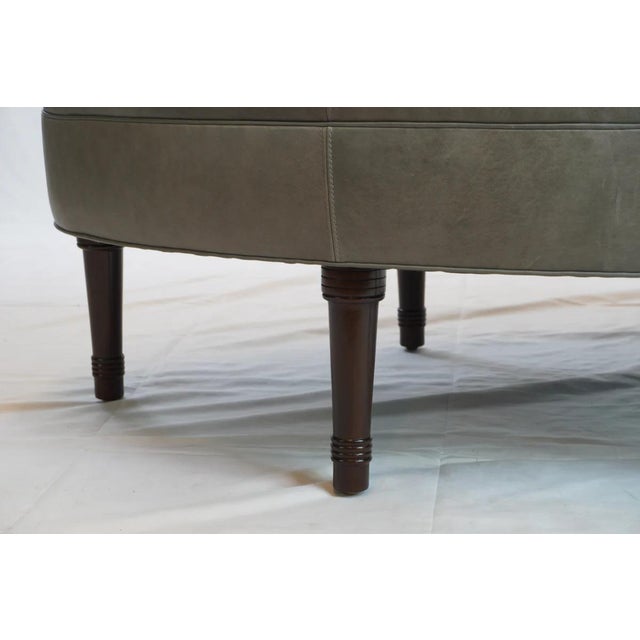 Gray Jonas NY Upholsterer Oval Leather Ottoman or Table For Sale - Image 8 of 12