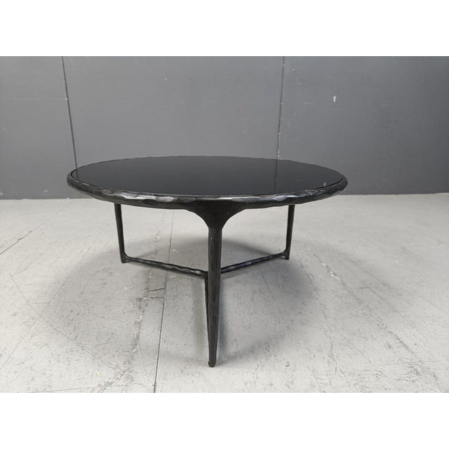 Brutalist Round Sculpted Steel Coffee Table, 1970s For Sale - Image 11 of 13