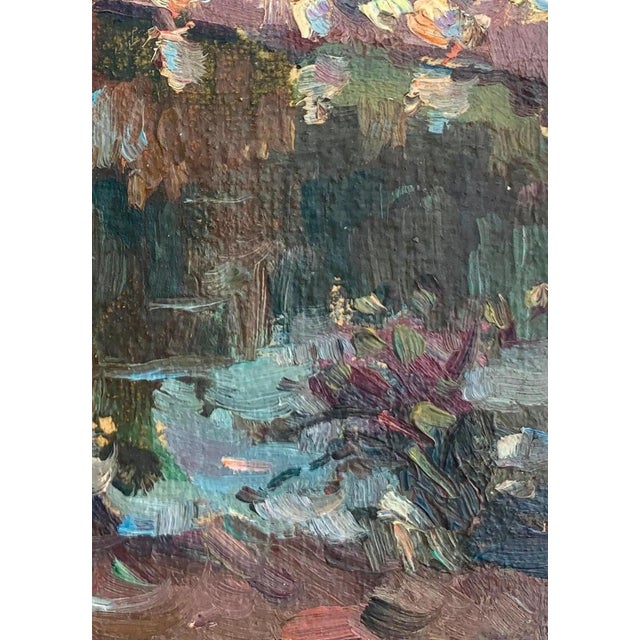 Vintage Ukrainian Impressionist Oil Painting, Rural Landscape, 1960s 18-14 For Sale - Image 6 of 6