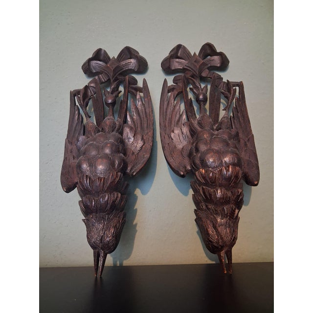 Antique Black Forest Wall Ornaments in Hand-Carved Walnut, 1890s, Set of 2 For Sale - Image 5 of 5