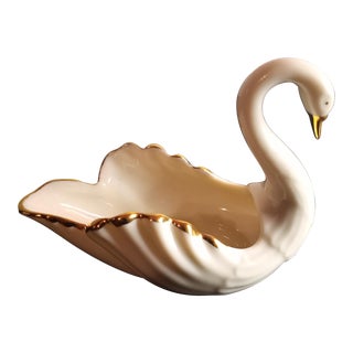 1960s Lenox Gold Trim Porcelain Swan For Sale