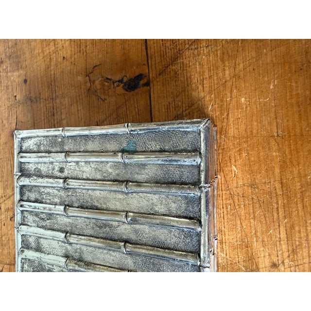 Mid 20th Century Faux Bamboo Silver Plate Box, in the Style of Maison Baguès For Sale - Image 11 of 13