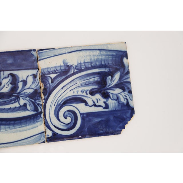 19th Century Set of Four Portuguese Tiles With a Baroque Border Motif For Sale - Image 6 of 13