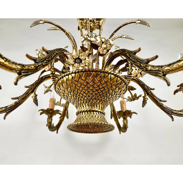 Vintage French Bronze Chandelier, 1960s For Sale - Image 4 of 11