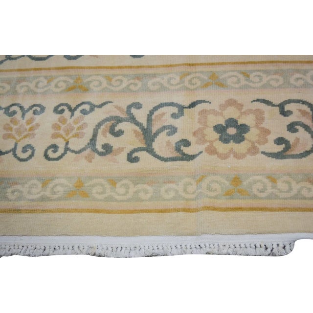 Textile Vintage Chinese Art Deco Hand Knotted Wool Rug, For Sale - Image 7 of 7