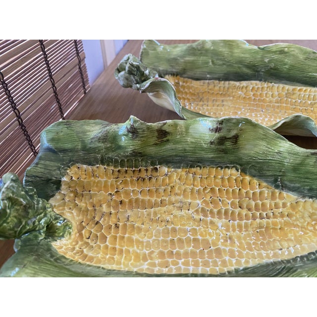 Ceramic Late 20th Century Hand Thrown & Painted Majolica Style Corn on the Cob Holders- Set of 6 For Sale - Image 7 of 7