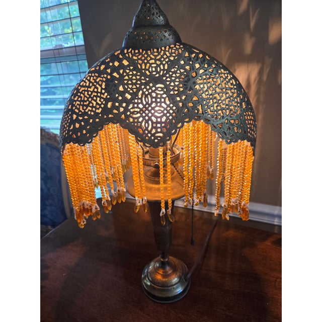 Antique Moorish Moroccan Pierced Brass Table Lamp For Sale - Image 13 of 14
