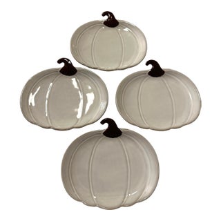 Vintage Crofton White Harvest Pumpkin Plates - A Set 4 For Sale