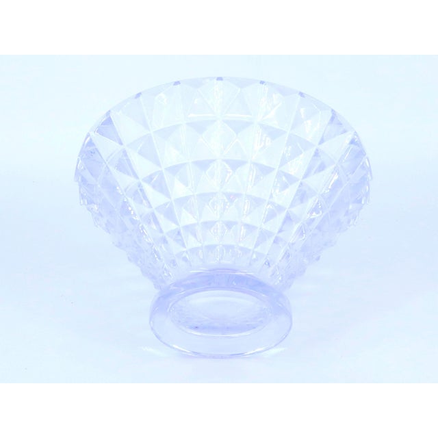 Glass Vintage Geometric Diamond Relief Patterns Crystal Bowl For Sale - Image 7 of 8