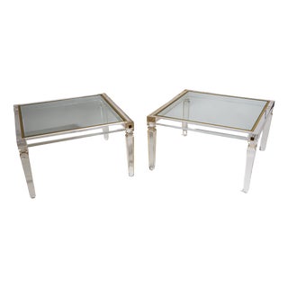 Square Acrylic Glass Coffee Tables from Fabianart, Rome, Italy, Late 20th Century, Set of 2 For Sale