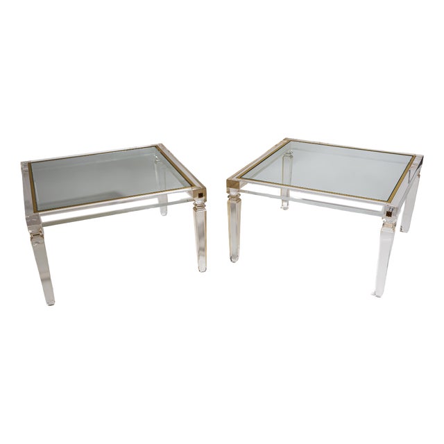 Square Acrylic Glass Coffee Tables from Fabianart, Rome, Italy, Late 20th Century, Set of 2 For Sale