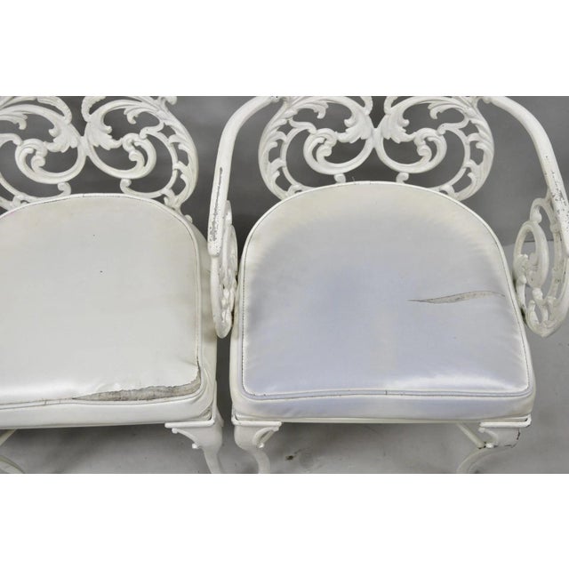 Metal Vintage Art Nouveau Style Trojan Scrolling Cast Aluminum Dining Chairs Set of 4 For Sale - Image 7 of 18