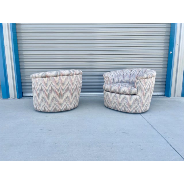 Mid-Century Modern Mid Century Swivel Lounge Chairs Styled After Milo Baughman, Pair For Sale - Image 3 of 13