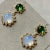 Syna Earrings with Green Tourmaline, Moon Quartz and Diamonds, a Pair For Sale - Image 4 of 5