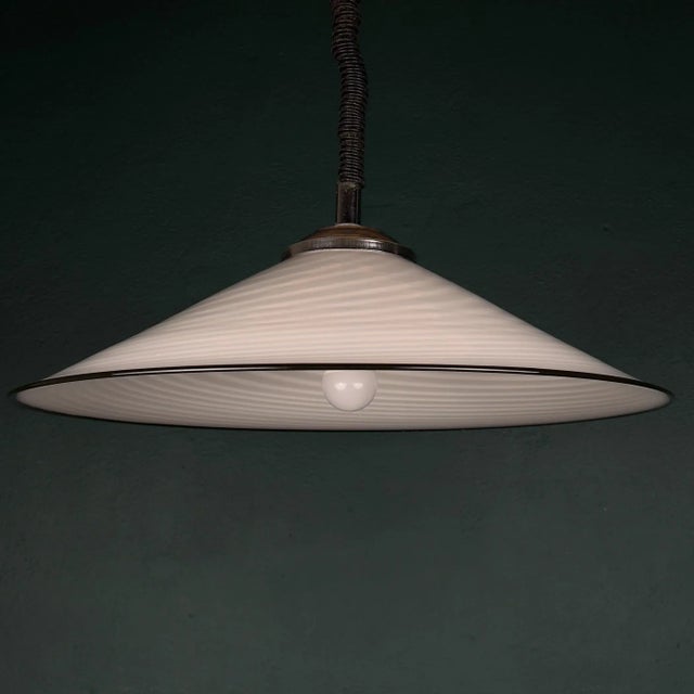 Vintage Swirl Murano Glass Pendant Lamp, Italy, 1970s For Sale - Image 9 of 16