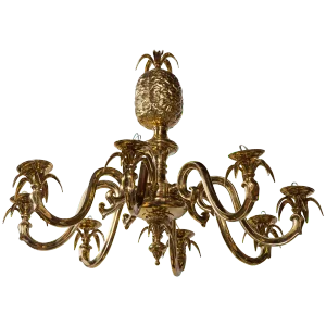 1970s Vintage Brass Pineapple Chandelier