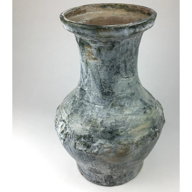 Large Green-Glazed & Silver Overtones Pottery Jar Vase For Sale - Image 13 of 13