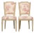 Antique French Louis XVI Style Painted Accent Side Chairs in Rose Toile - A Pair For Sale