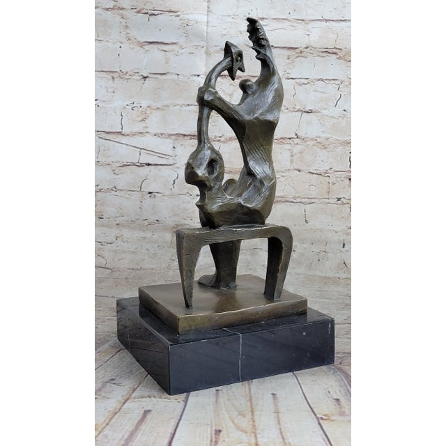 Henry Moore Signed Henry Moore Abstract Modern Art Mother and Child Bronze Sculpture Statue For Sale - Image 4 of 10