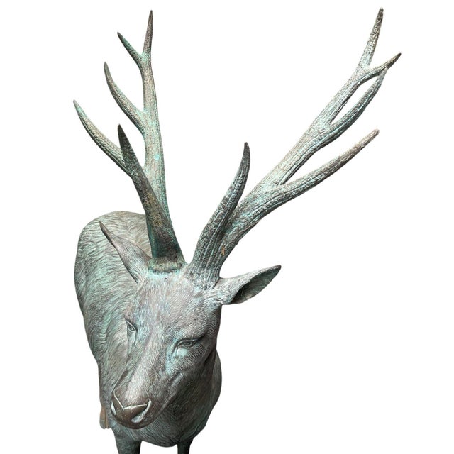 Late 20th Century Pair of Monumental Bronze Stag and Doe Sculptures by Lake Geneva Studios For Sale In Los Angeles - Image 6 of 15