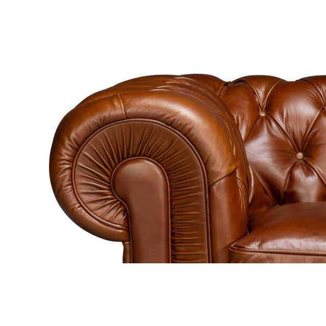 British Brown Leather Chesterfield Sofa For Sale In Raleigh - Image 6 of 11