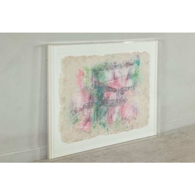 Traditional Ethereal Leanne Weissler Abstract Painting in Lucite Box Frame, Pastel Hues For Sale - Image 3 of 12