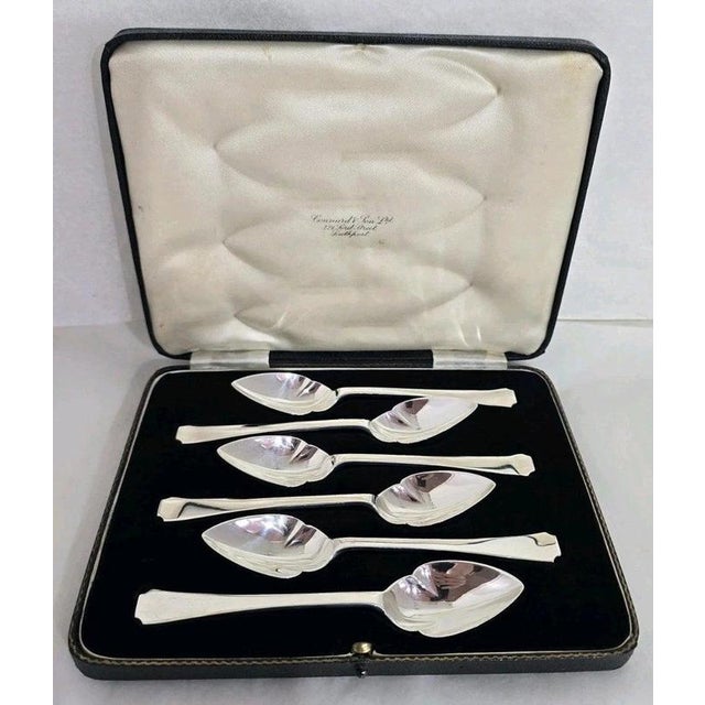 1930s Art Deco Sterling Silver Dessert Fruit Spoons, Sheffield, 1938 For Sale - Image 5 of 18
