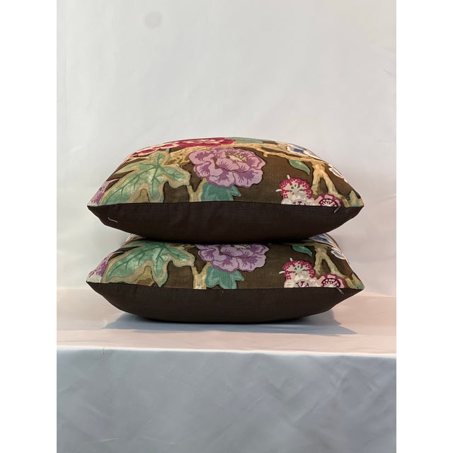 2020s Mary McDonald Bermuda Blossoms Attributed to Schumacher 20” Pillows - A Pair For Sale - Image 5 of 5