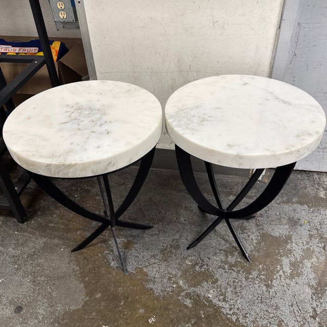 Revelation by Uttermost Coronation Marble Accent Tables, Pair For Sale - Image 11 of 12