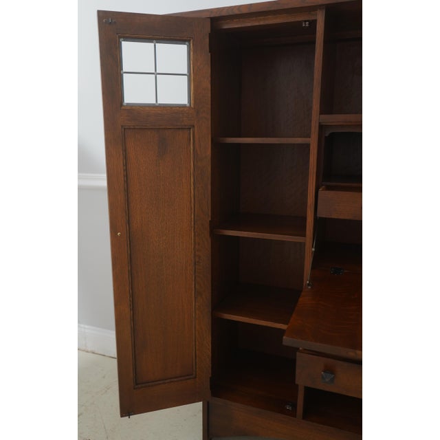 Stickley Stickley Mission Oak Harvey Ellis Inlaid Fall Front Bookcase For Sale - Image 4 of 18