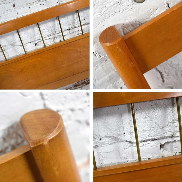 Paul McCobb Planner Group Mid Century Modern Full-Size Headboard Brass & Birch For Sale - Image 11 of 13