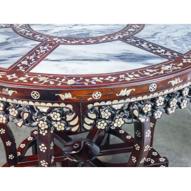 Inlaid Wood and Marble Table, China, 1800s For Sale - Image 4 of 10
