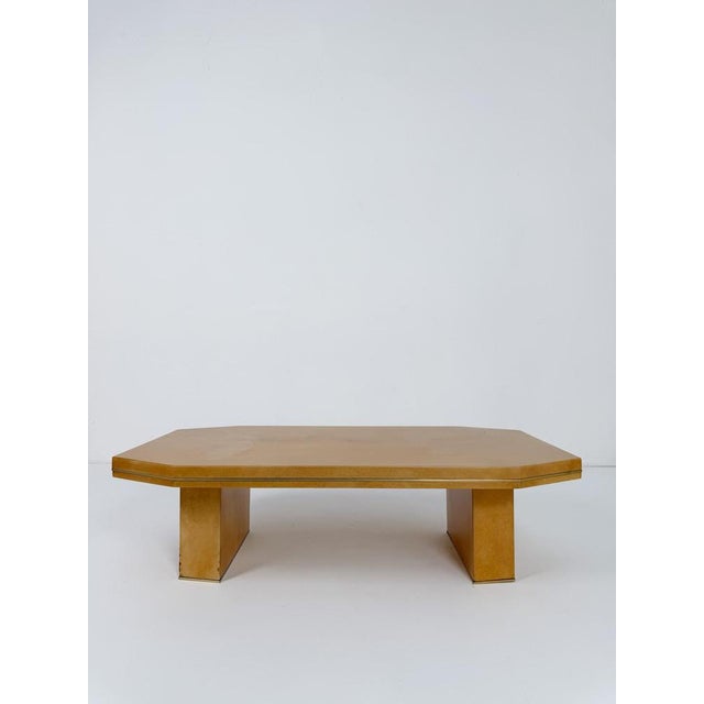 Mid-Century Italian Goatskin and Brass Coffee Table, 1970s For Sale - Image 16 of 18