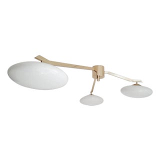 Trio Angolo Polished Brass Glossy White Glass Flush Mount by Fabio LTD For Sale