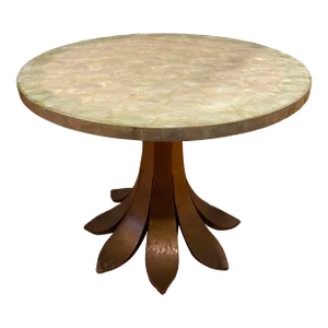 Vintage Nacre Shell Round Side Table 1960's