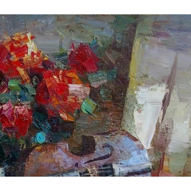 Realism Roses Still Life Oil Painting, Soviet Ukrainian Art 59-69 For Sale - Image 3 of 6