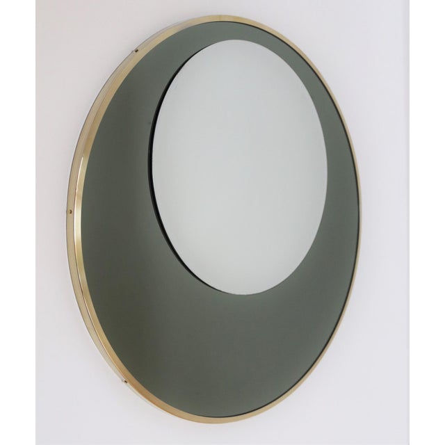 Italian Double Glass Wall Mirror with Brass Frame, 1970s For Sale - Image 11 of 17