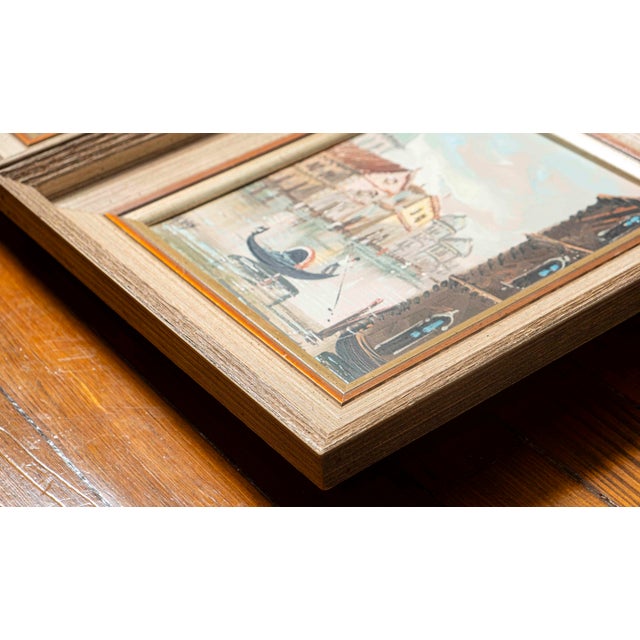 Mid-Century Italian Venice Canal Oil Paintings Signed DeVity - Pair For Sale - Image 11 of 17
