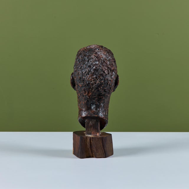 Wood Nils Sjogren Style Plaster Mounted Bust For Sale - Image 7 of 13