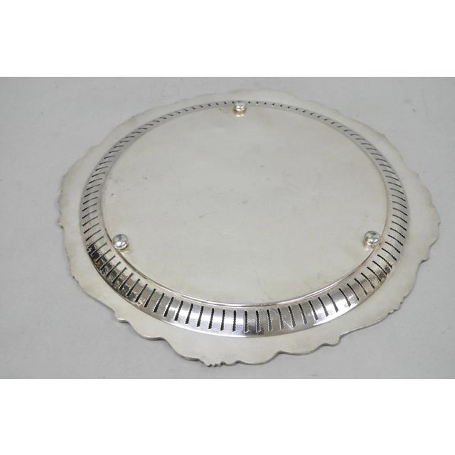 Vintage Baroque by Wallace Silver Plated Round Footed Serving Platter Bar Tray For Sale - Image 9 of 12