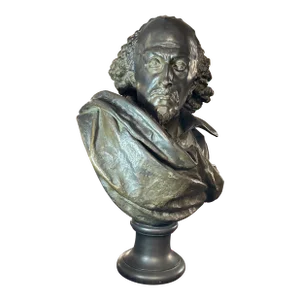Late 19th Century Original Period French Patinated Bronze Bust of Shakespeare Signed A. Carrier
