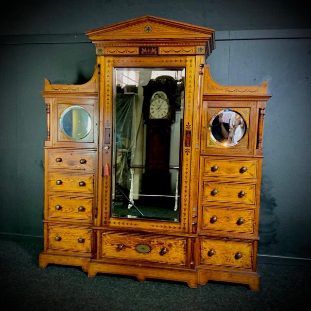 Victorian Pitch Pine Hand Decorated Wardrobe, 1875 For Sale - Image 10 of 10