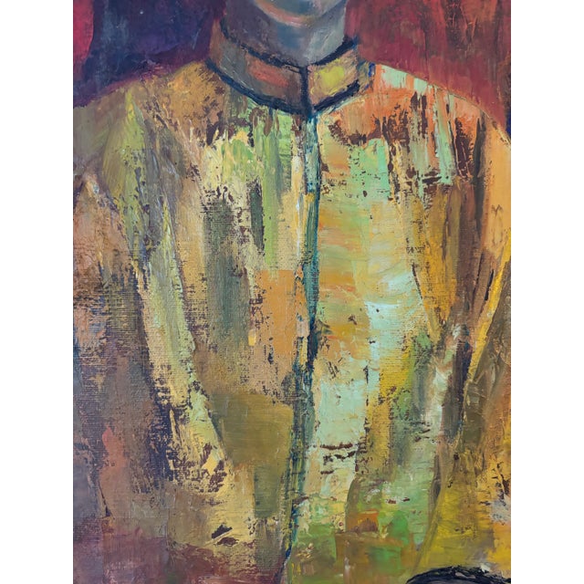 Portraiture 1960s Pair of Mid Century Oil Paintings For Sale - Image 3 of 7