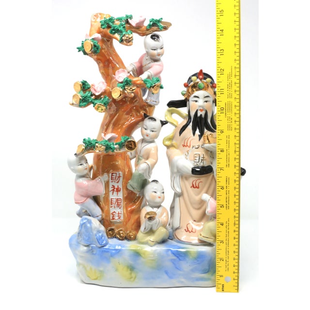 Hand-Painted Ceramic Chinese Feng Shui Prosperity Fertility Figure For Sale - Image 10 of 12