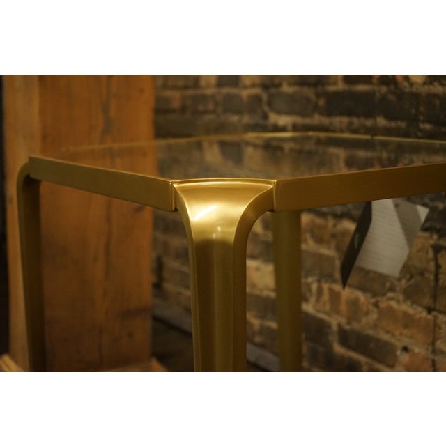 Hollywood Regency Luxe Lotus Bronze and Glass Side Table by Baker Furniture For Sale - Image 3 of 10