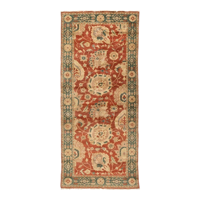 Late 20th Century Handmade Green Red Rust Egyptian Rug Persian Sultanabad Design For Sale