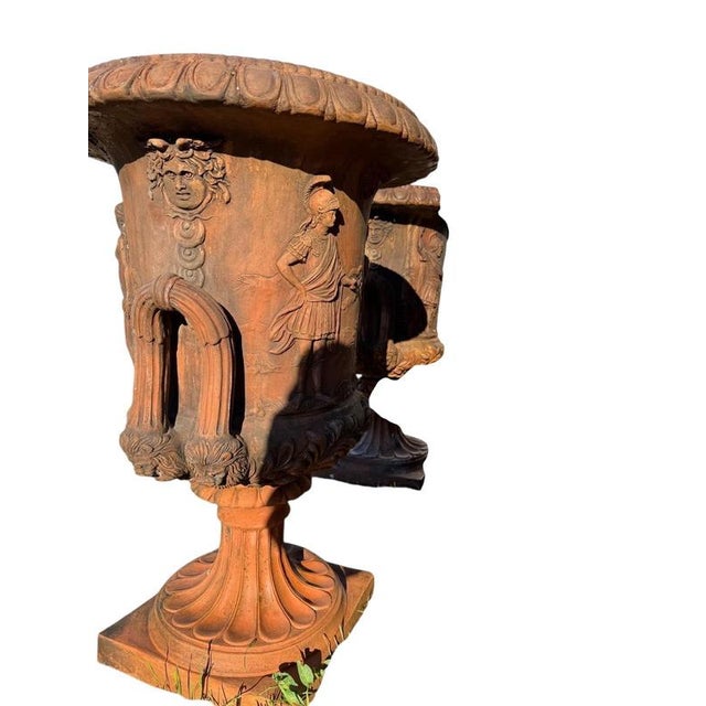 1970s Large Handcrafted Tuscan Terracotta Medici Urns from Impruneta, 1970 For Sale - Image 5 of 6