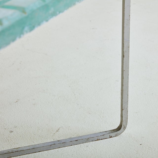 Metal Metal + Aqua Glass Top Square Side Table, France 1960s For Sale - Image 7 of 11