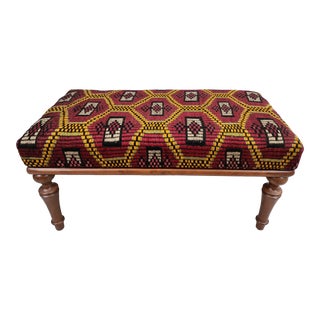 Ethnic Kilim Upholstered Piano Bench For Sale